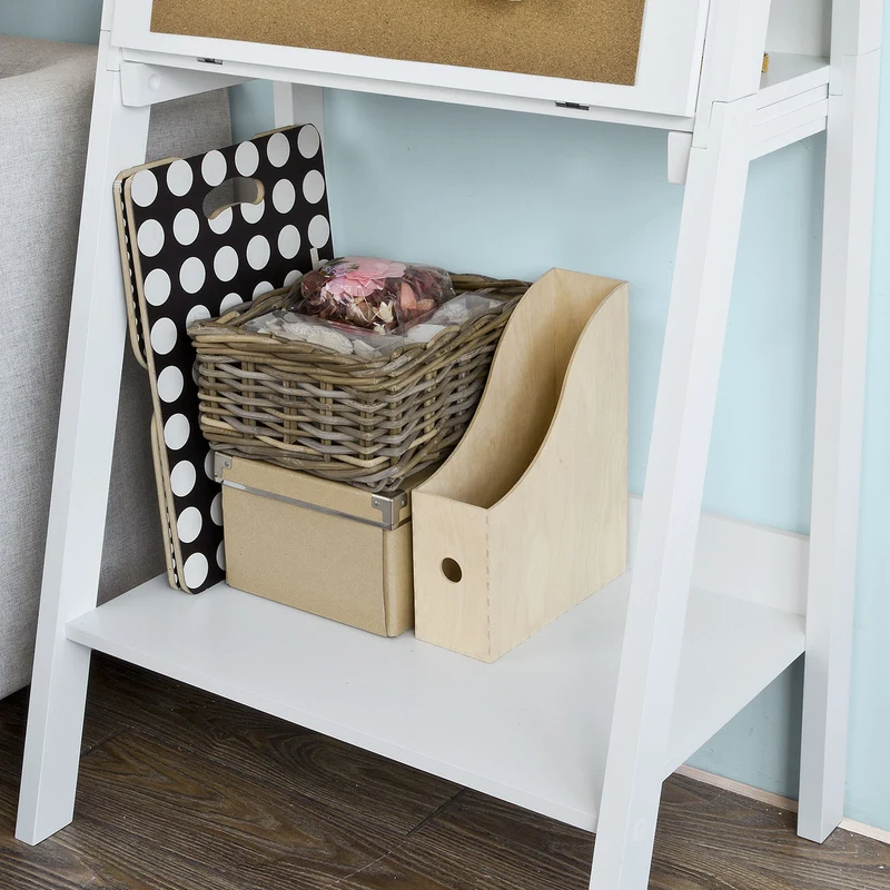 SoBuy FRG115-W Bureau Table étagère murale style échelle de 3 tablettes, 1 Memo Board