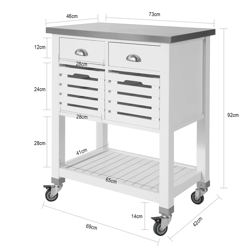 SoBuy FKW83-W Desserte à roulettes Armoire de Rangement Cuisine Desserte de Cuisine