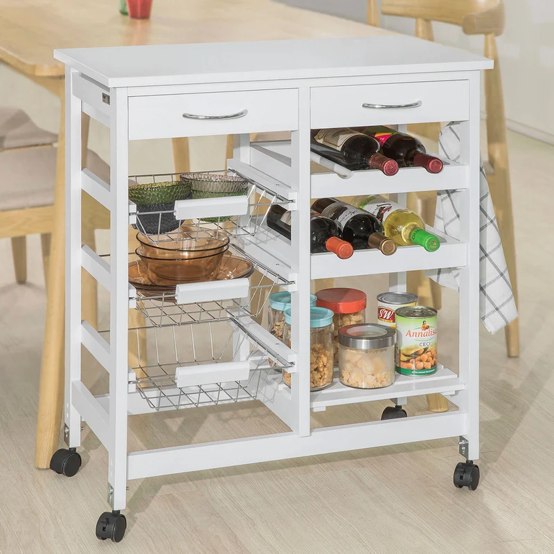 SoBuy FKW78-W Chariot de Service Desserte de Cuisine à roulettes Rangement