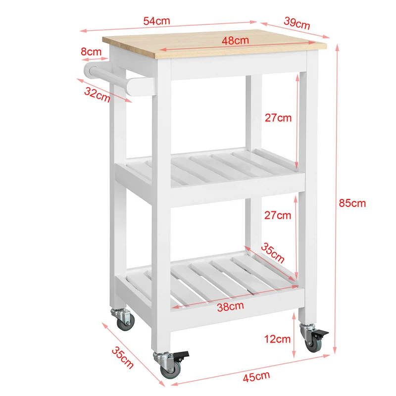 SoBuy FKW67-WN Chariot de Service Desserte à roulettes Table Roulante Cuisine