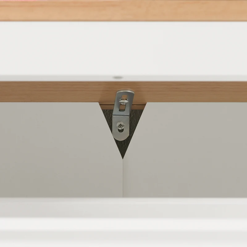 SoBuy FSR144-WN Armoire à Chaussures avec 3 Abattants et 2 Crochets – L59×P26×H116 cm, Charge 30 kg, Blanc et Naturel