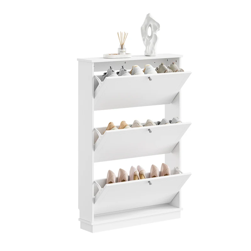SoBuy FSR215-W Meuble à Chaussures Gain de Place Ultra-Slim 18cm – Entrée Étroite – 76x18x113 cm Blanc