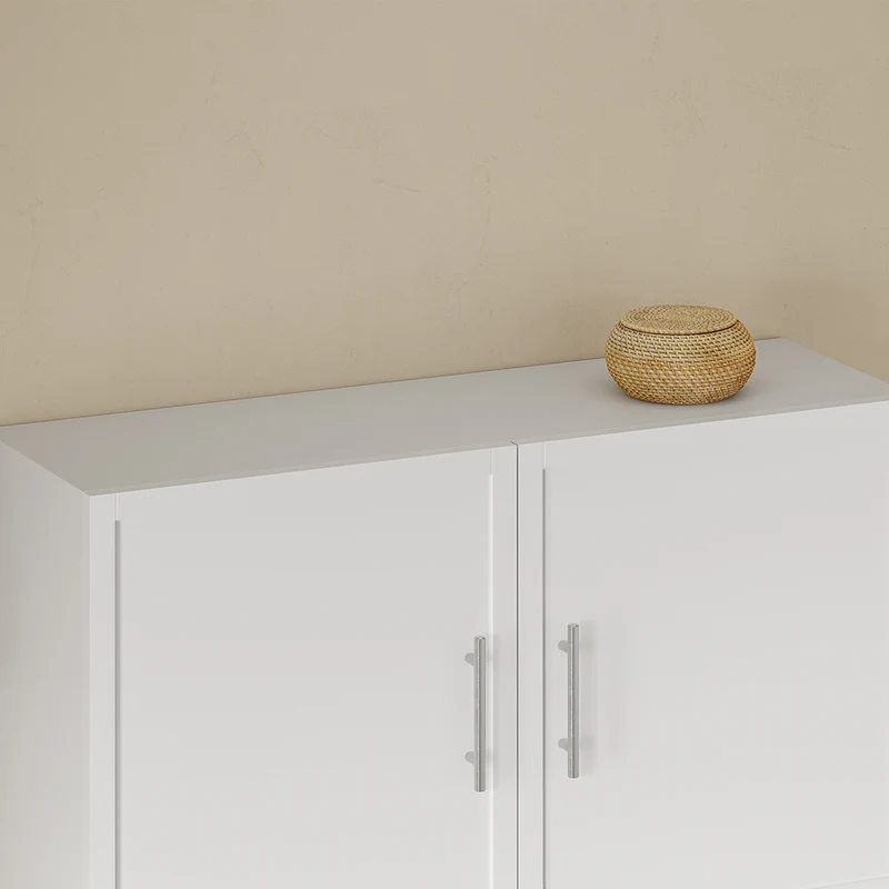 SoBuy BZR233-W Armoire Murale 2 Portes avec Étagère Réglable – Meuble Suspendu Salle de Bain – 90×70×28,5 cm, Blanc