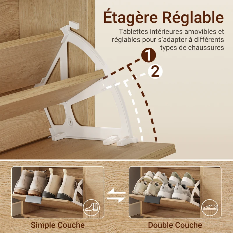SoBuy FSR214-N Meuble à Chaussures Compact 24 cm de Profondeur – Naturel