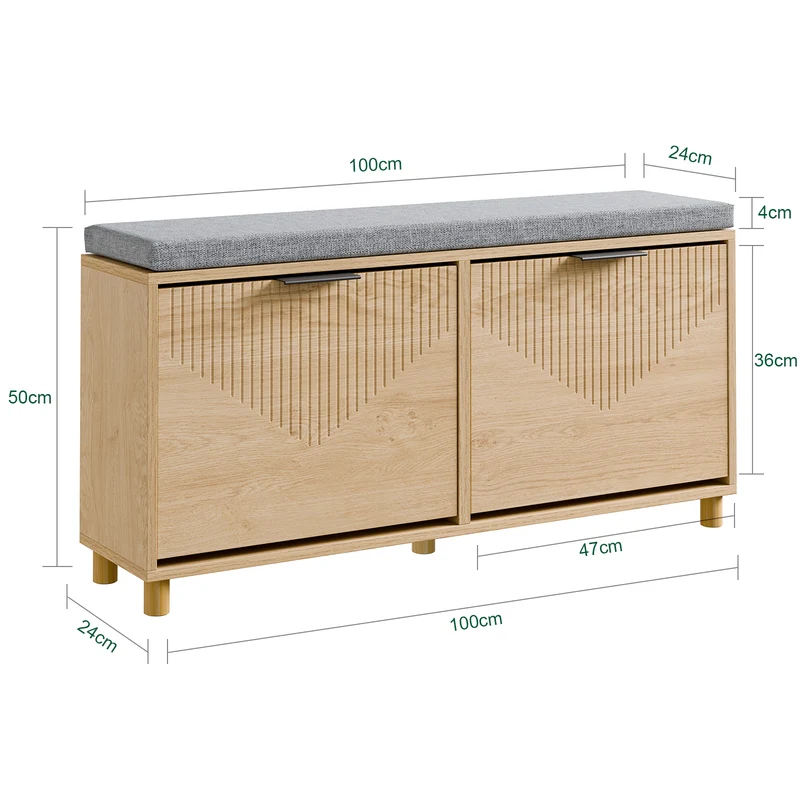 SoBuy FSR211-N Banc à Chaussures d'Entrée 24 cm – Naturel