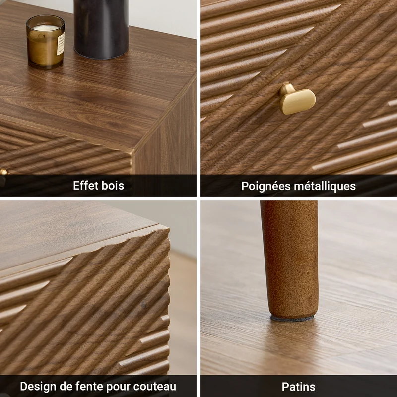 SoBuy FBT170-N Table de Chevet avec 2 Tiroirs, pour Salon et Chambre, Design Fonctionnel, Usage Quotidien, Pratique – L45×P40×H58 cm, Bois d’Hévéa, Marron
