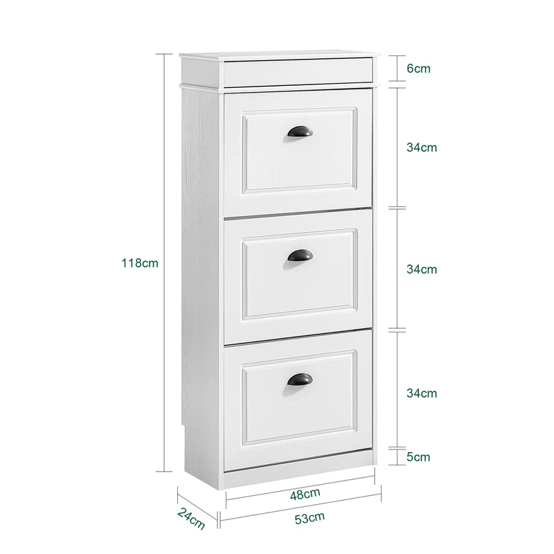 SoBuy FSR79-WG + FSR94-WG Lot de 2 Meubles à Chaussures Slim 28 Paires – Entrée Familiale XXL – Effet Bois Blanc Certifié FSC®