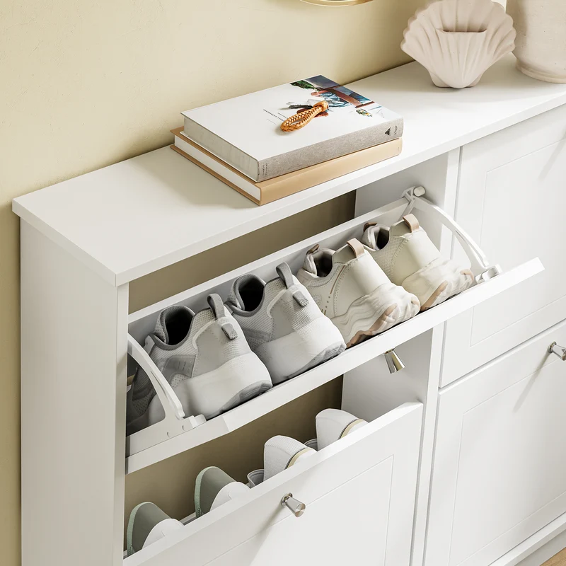 SoBuy FSR216-W Meuble à Chaussures Gain de Place Ultra-Slim 18cm – Entrée Étroite – 105x18x78 cm Blanc