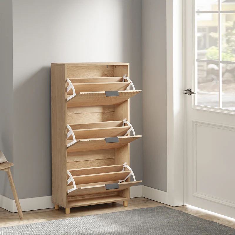 SoBuy FSR213-N Meuble à Chaussures – 24 cm de Profondeur, 120 cm de Hauteur, Naturel