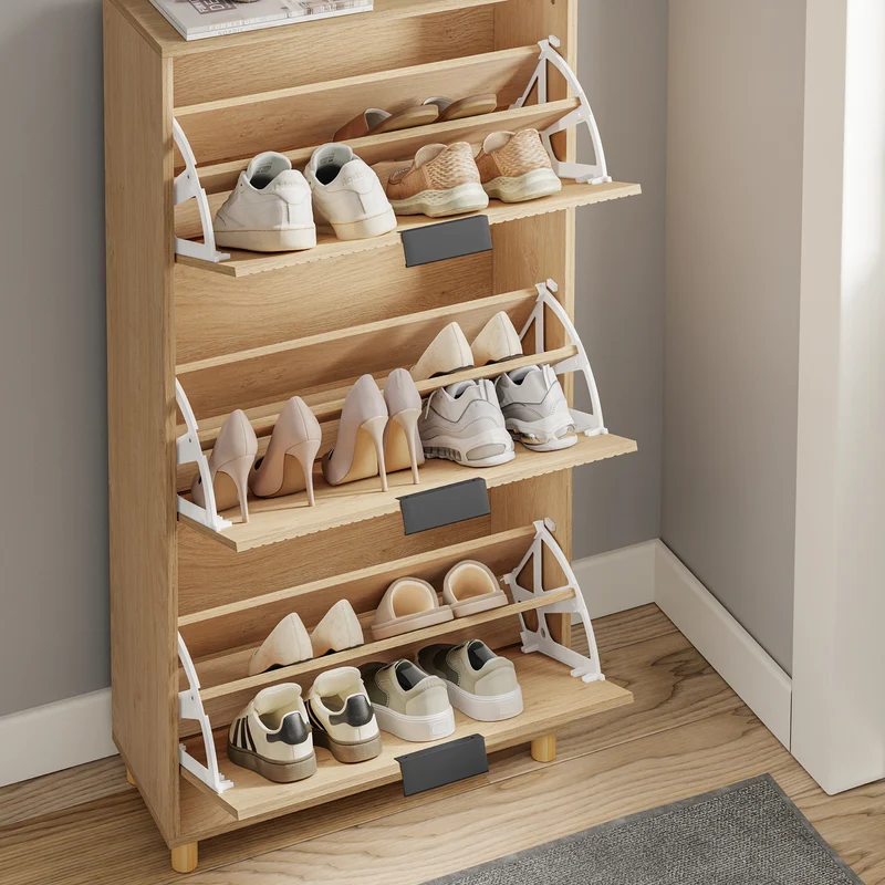 SoBuy FSR213-N Meuble à Chaussures – 24 cm de Profondeur, 120 cm de Hauteur, Naturel