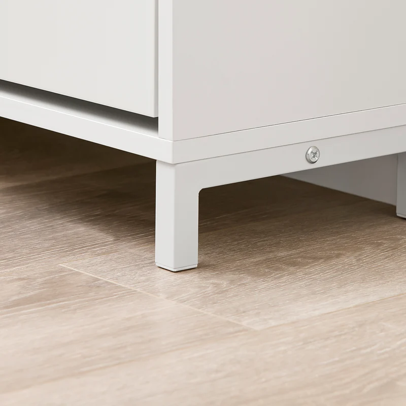 SoBuy FSR151-L-W Banc à Chaussures avec 4 Compartiments et Coussin Confortable, pour Entrée et Couloir, Compact – L105×P24×H52 cm, Charge 250 kg, Bois, Blanc