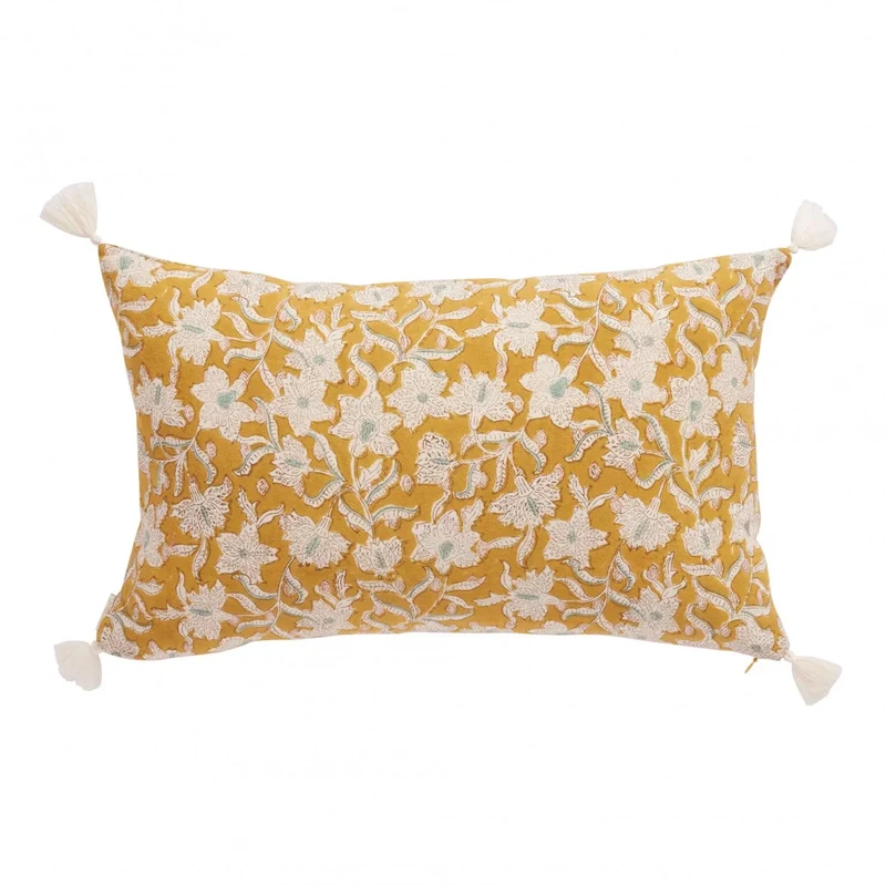 Coussin à fleurs safran