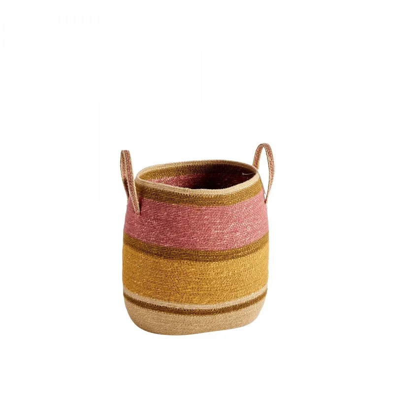 Panier anse tissé mais rose S