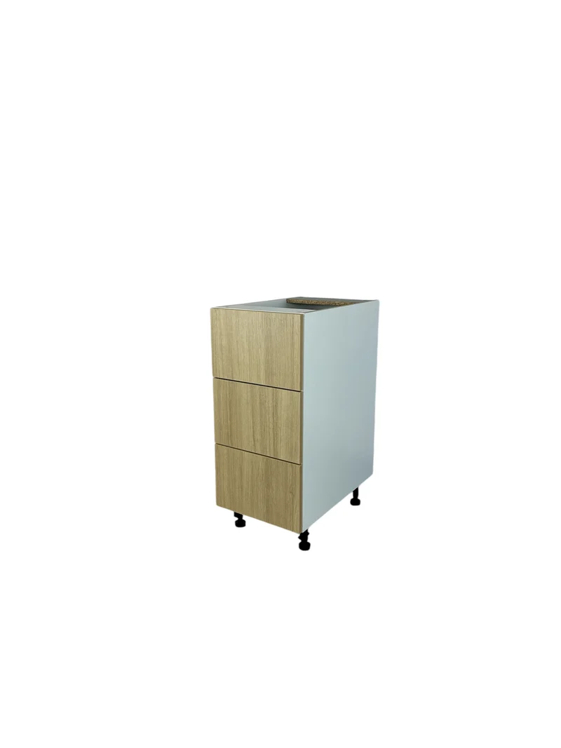 Cabinet de bas - 3 tiroirs - 18 pouces de large – Mélamine bois zen