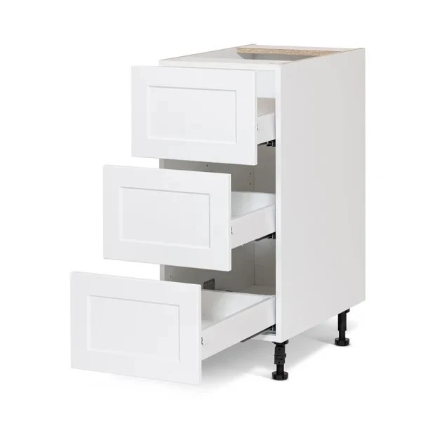 Cabinet de bas - 3 tiroirs - 15 pouces de large - Polymère blanc shaker