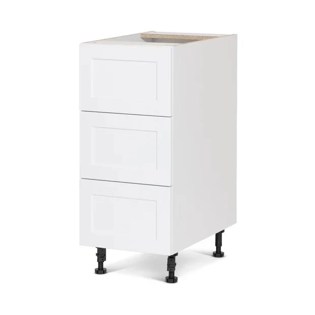 Cabinet de bas - 3 tiroirs - 15 pouces de large - Polymère blanc shaker