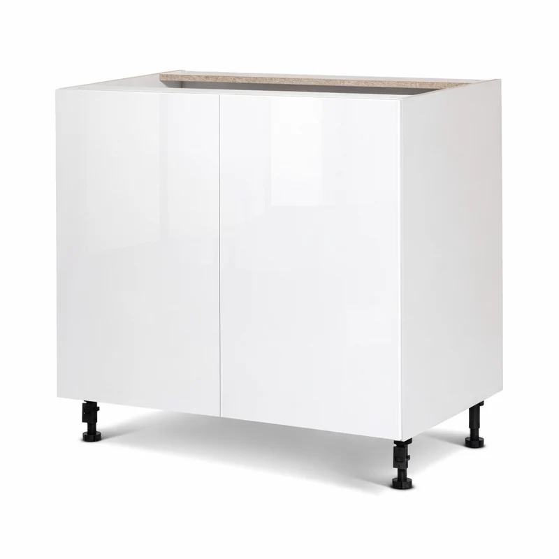 Cabinet de bas - 2 portes - 33 pouces de large - Mélamine Laquée Blanche