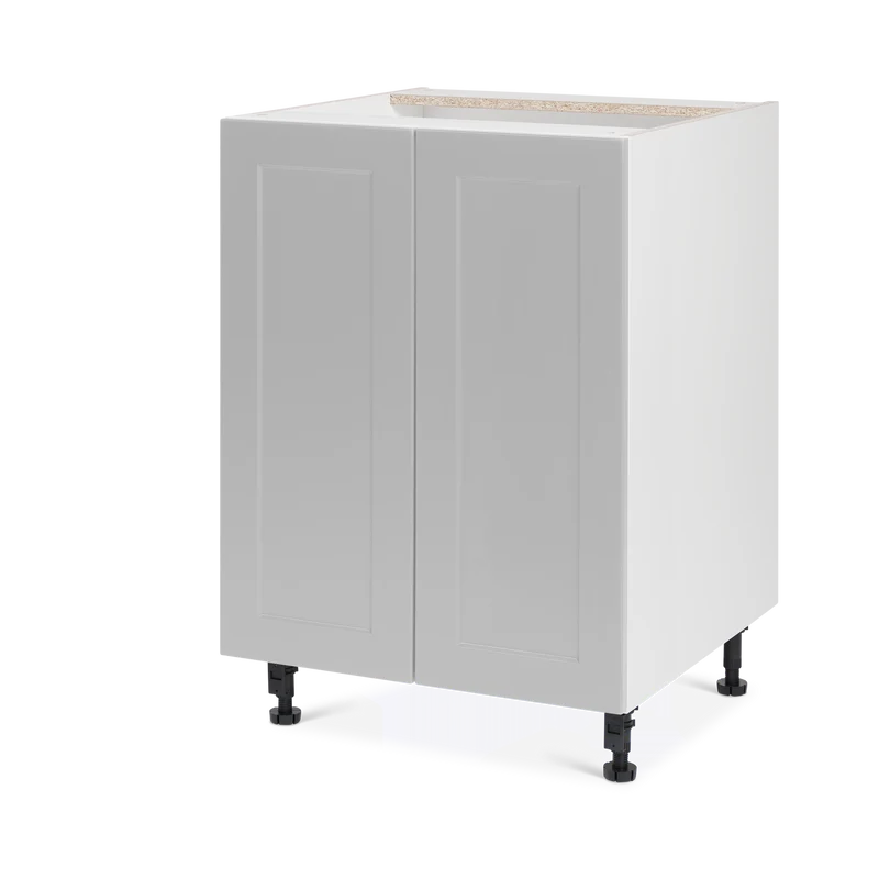 Cabinet de bas - 2 portes - 24 pouces de large - Polymère Shaker Gris