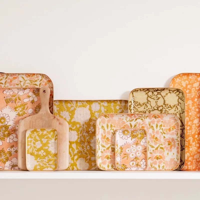 Plateau fleurs blanc et rose M