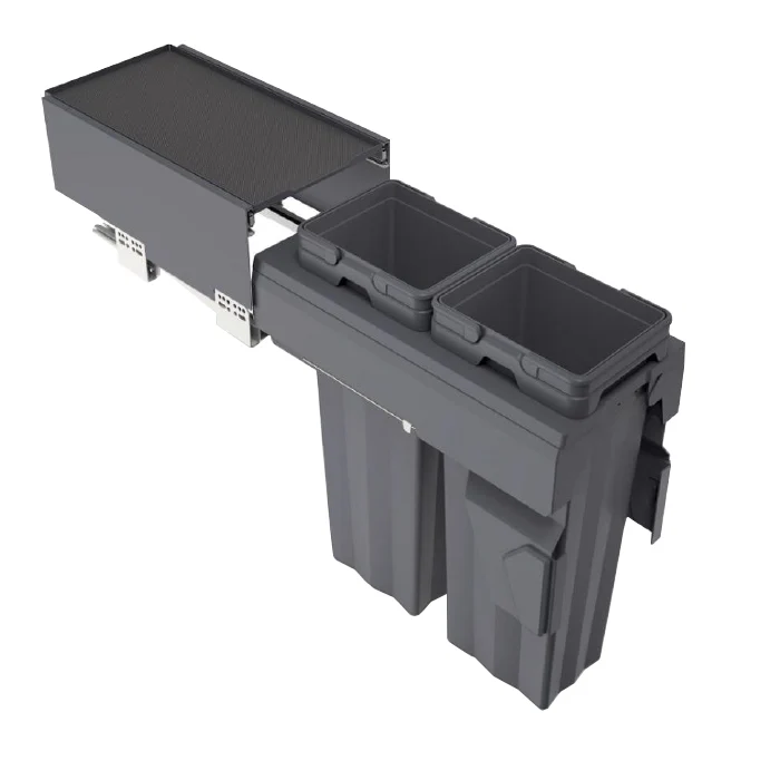Poubelle coulissante MaxBin 12 po. 30L 2 bacs anthracite