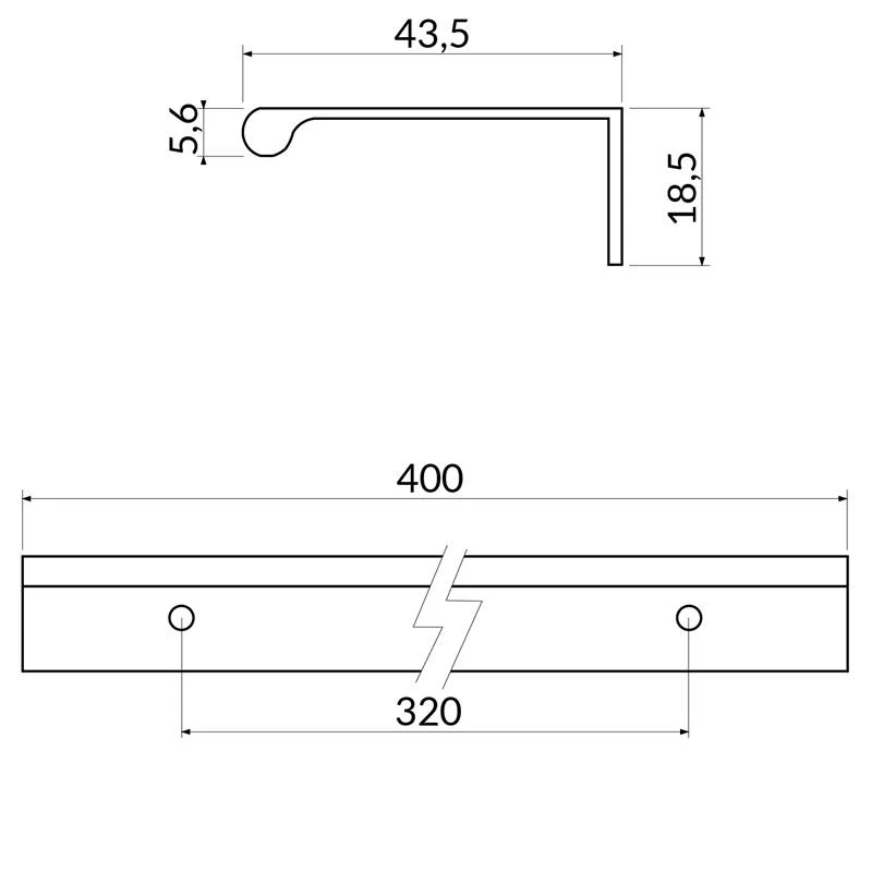 Poignée R4583 noir mat 320 mm