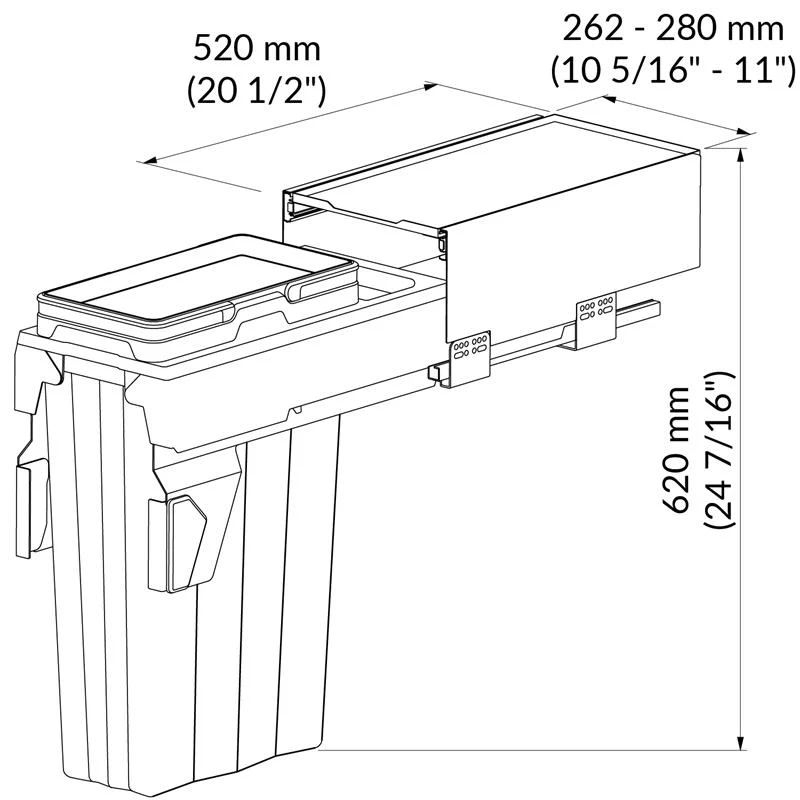 Poubelle coulissante MaxBin 12 po. 32L 1 bac anthracite