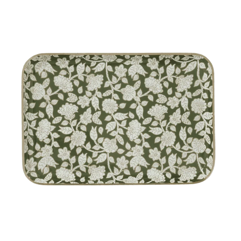 Plateau fleurs vert M