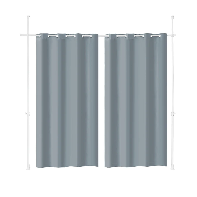 SoBuy KLS12-DG Paravent Séparateur de Pièces Rideau Télescopique Réglable en Hauteur Rideau Occultant Isolant Thermique Draperies à Oeillets