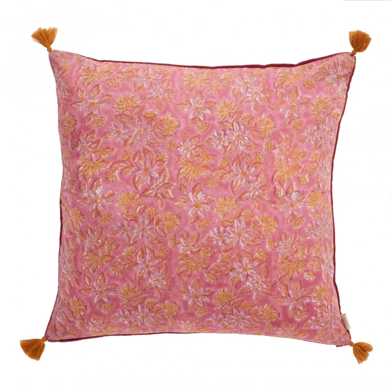 Coussin à fleurs violine