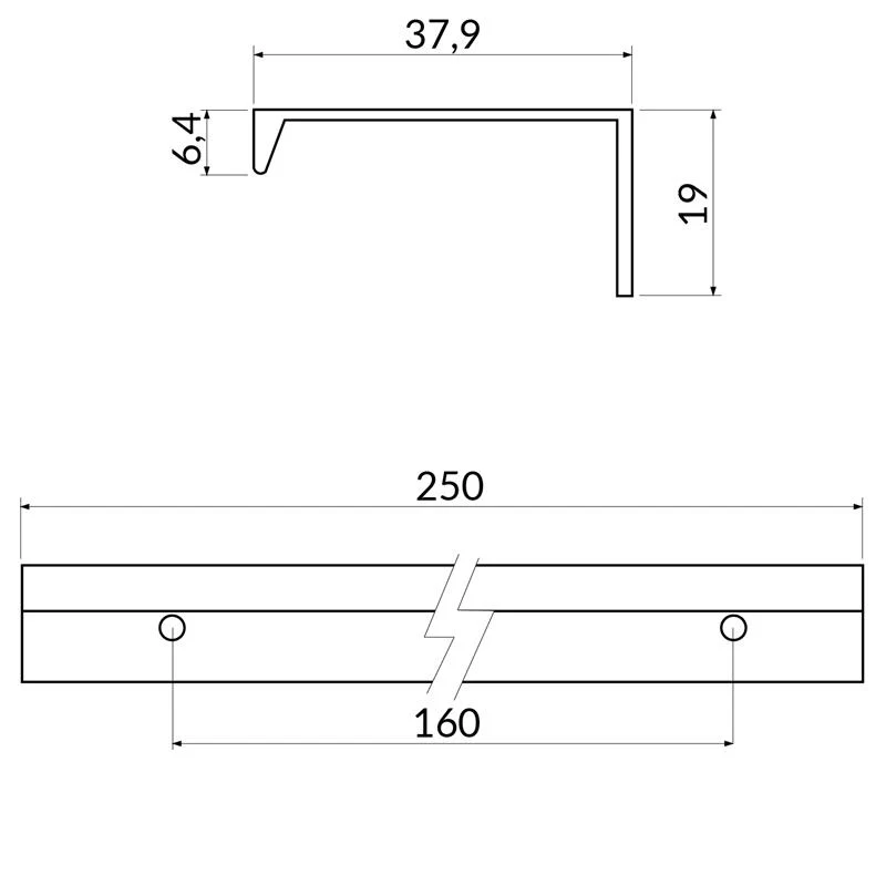 Poignée R4360 noir mat 160 mm