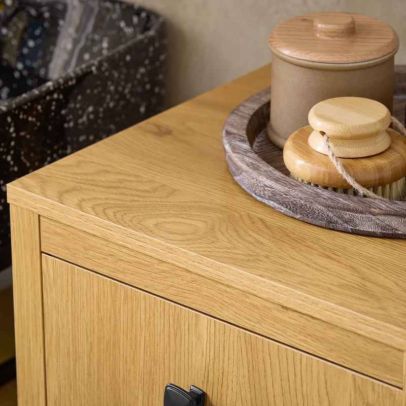 SoBuy BZR96-SN Armoire à Linge avec Sac à Linge, Meuble Bas de Salle de Bain, Coffre à Linge avec 1 Panier à Linge