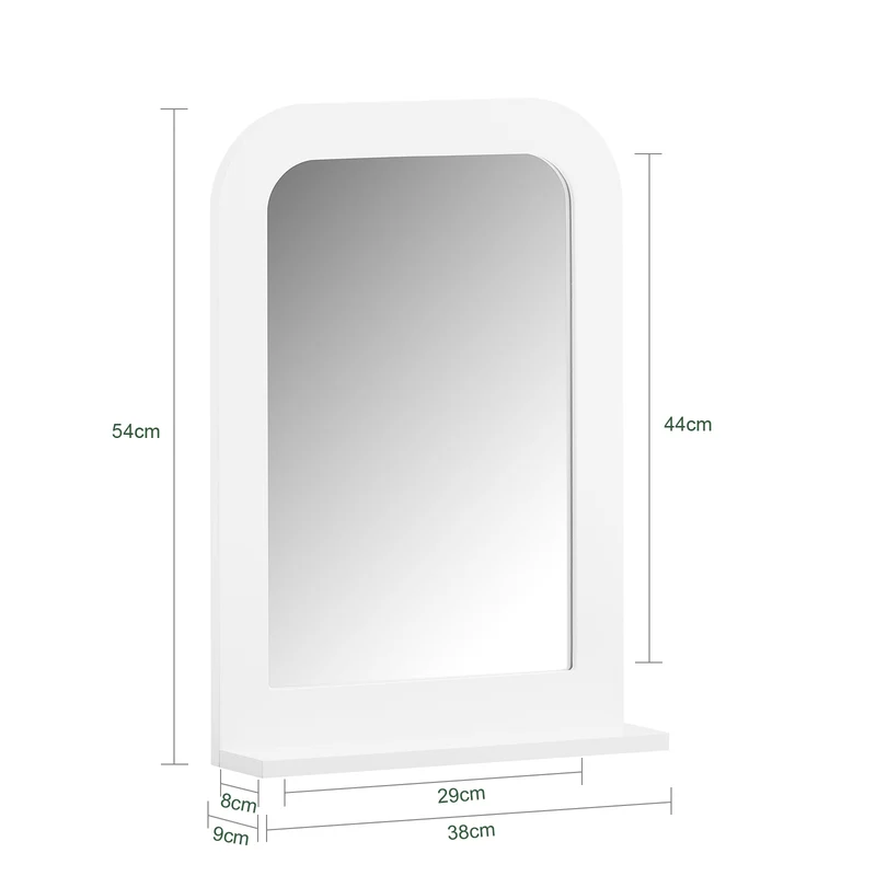 SoBuy BZR162-W Miroir Mural, Miroir de Salle de Bain avec Étagère Plateau, Suspendu , Chambre, Salon