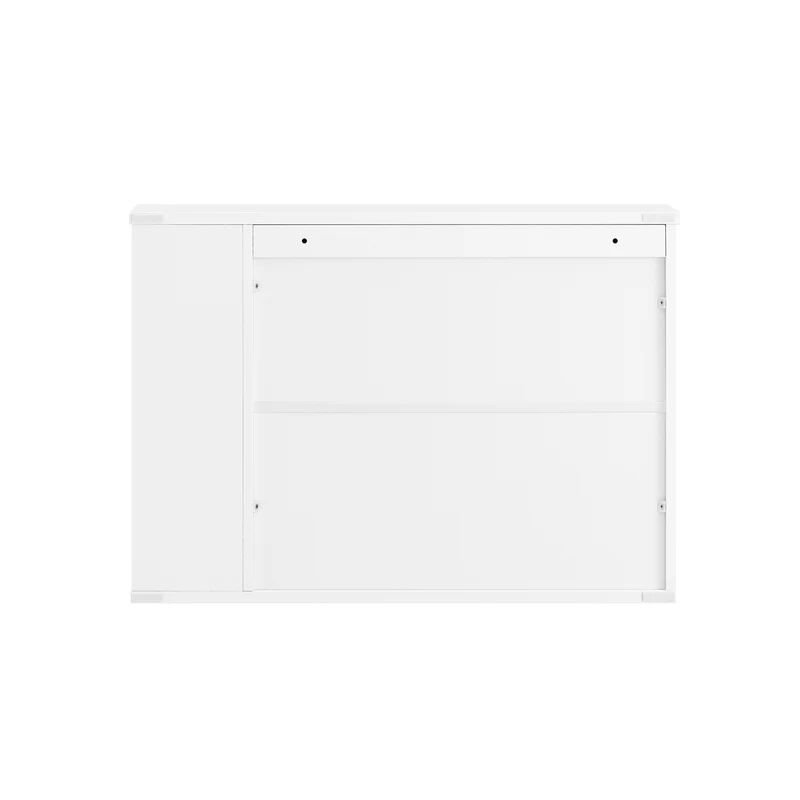 SoBuy BZR144-WN Armoire Murale, Placard de Rangement, Meuble Haut avec 2 Portes, Étagère latérale et Ouverte