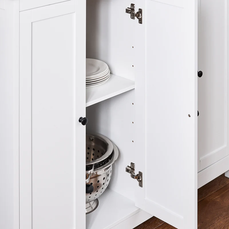 SoBuy KNL10-WN îlot Central de Cuisine Buffet de Rangement Mange-Debout avec Plans de Travail Rabattable 2 armoires 4 Portes