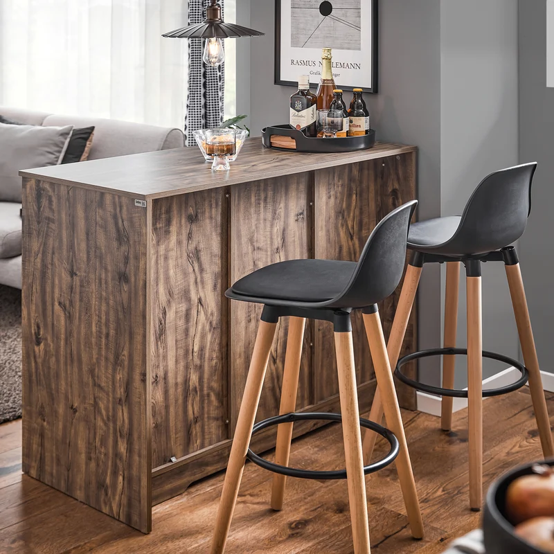 SoBuy KNL08-N îlot Central Mange-Debout Placard de Cuisine Buffet de Rangement Multi-rangements avec 1 Porte de Grange, Porte-Bouteilles, 3 Tiroirs