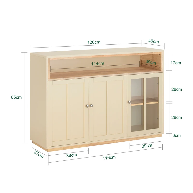 SoBuy FSB80-MI Buffet Placard de Cuisine Meuble de Rangement Armoire de Cuisine Multi-rangements avec 3 Portes Meuble d'entrée Meuble latéral
