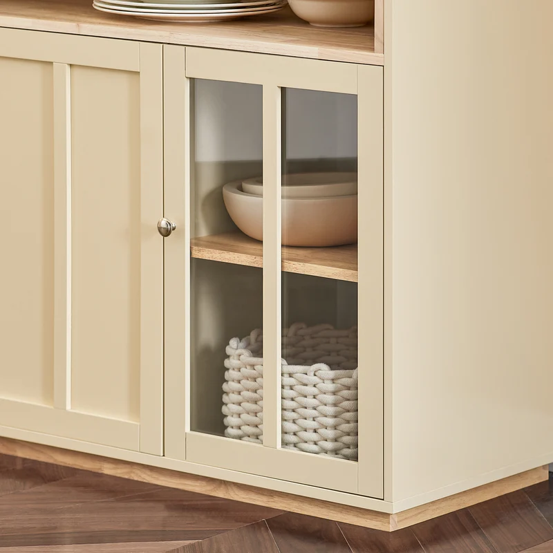 SoBuy FSB80-MI Buffet Placard de Cuisine Meuble de Rangement Armoire de Cuisine Multi-rangements avec 3 Portes Meuble d'entrée Meuble latéral