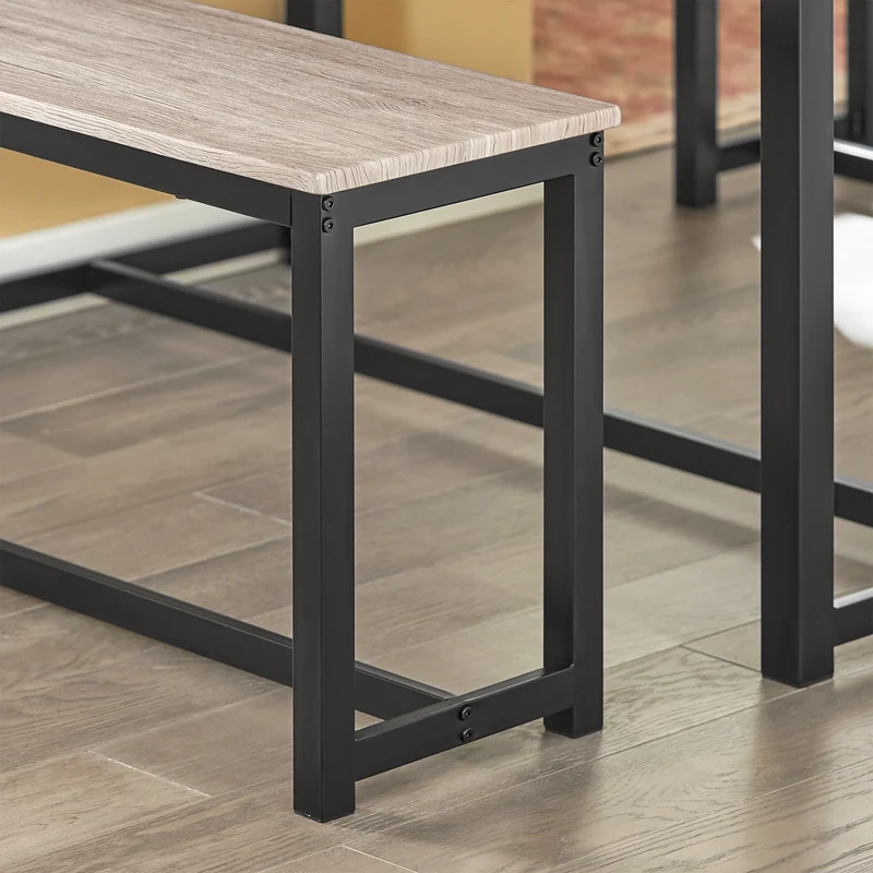 SoBuy OGT25-HN Ensemble Table à Manger et 2 Bancs, Set de 3 Pièces, Ensemble de Table de Cuisine avec 2 Bancs