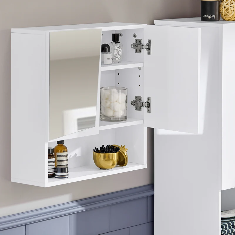 SoBuy BZR94-W Meuble Haut de Salle de Bain Meuble Mural Armoire Suspendue Placard de Rangement Toilettesl