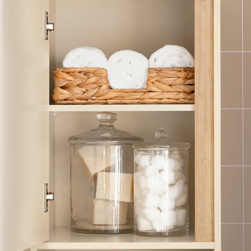 SoBuy BZR80-MI Meuble Colonne de Salle de Bain, Armoire Haute, Placard de Rangement avec 1 Compartiment Ouvert, 1 Tiroir et 2 Portes