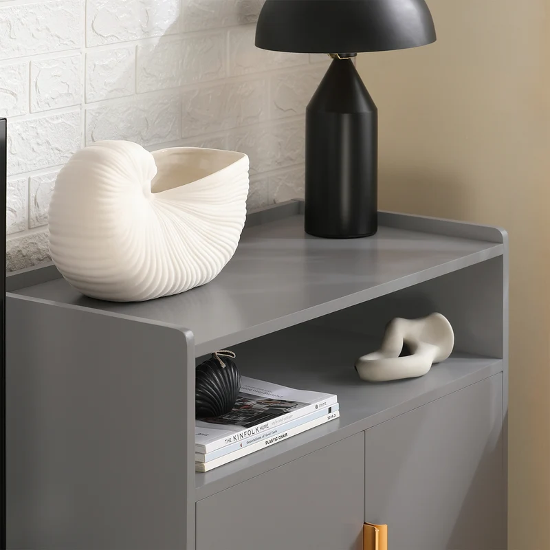 SoBuy FSB73-HG Buffet Placard Armoire de Cuisine Meuble à Chaussures Meuble d'Appoint Meuble de Rangement avec 1 Compartiment et 2 Portes