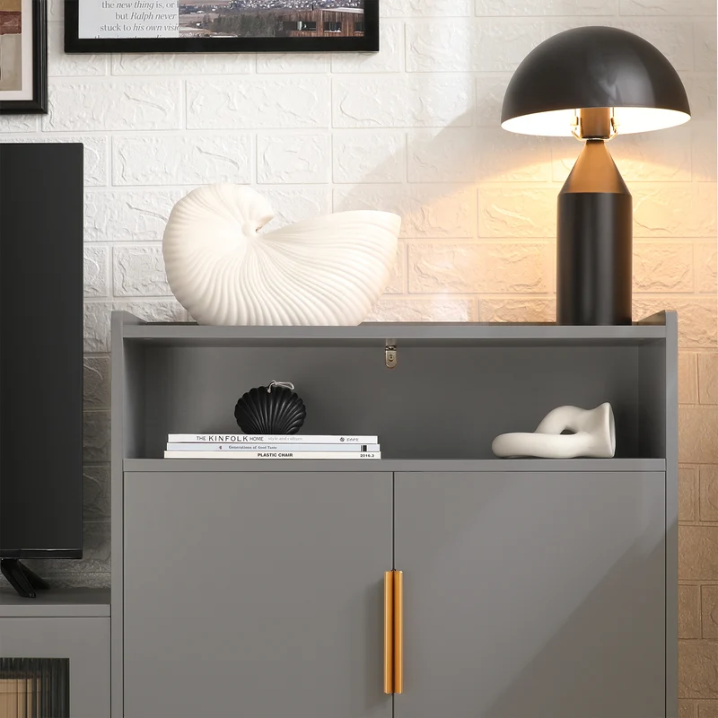 SoBuy FSB73-HG Buffet Placard Armoire de Cuisine Meuble à Chaussures Meuble d'Appoint Meuble de Rangement avec 1 Compartiment et 2 Portes