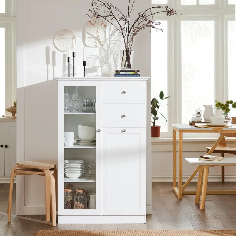 SoBuy FSB32-W Buffet Commode Armoire de Rangement Dressoir Bahut avec 2 Portes, 2 Tiroirs