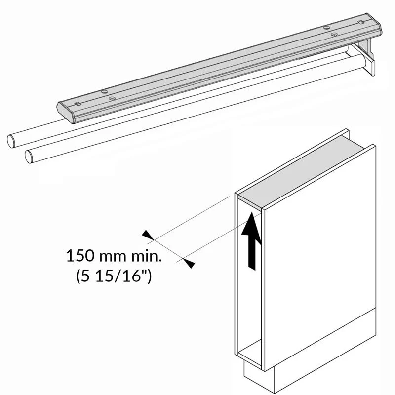 Porte-serviettes sous-évier extensible 2 tiges aluminium