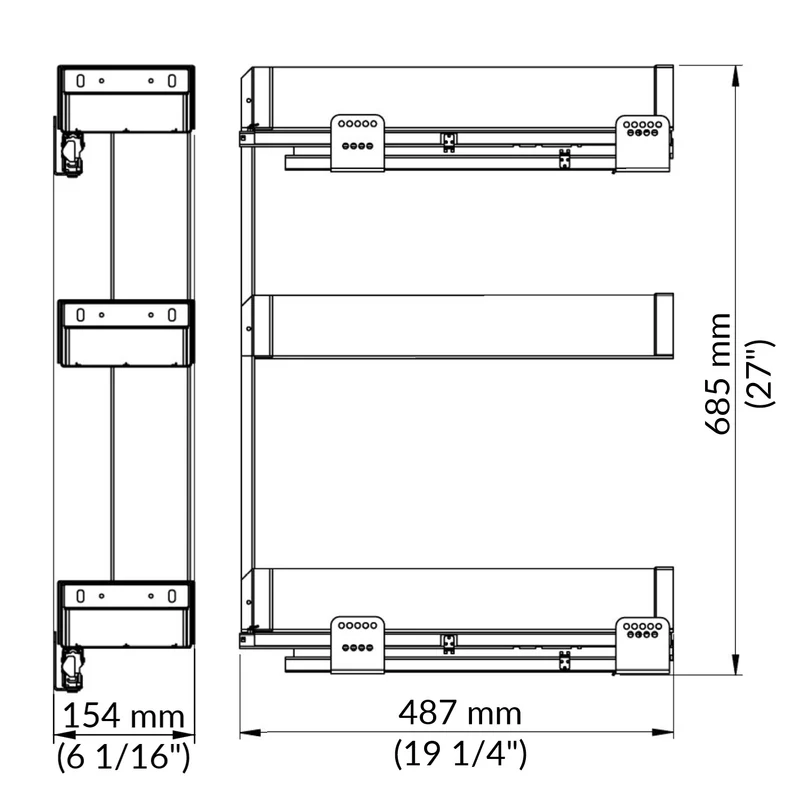 Tirroir Coulissant étroit Sige 8'' 3 tablettes, anthracite