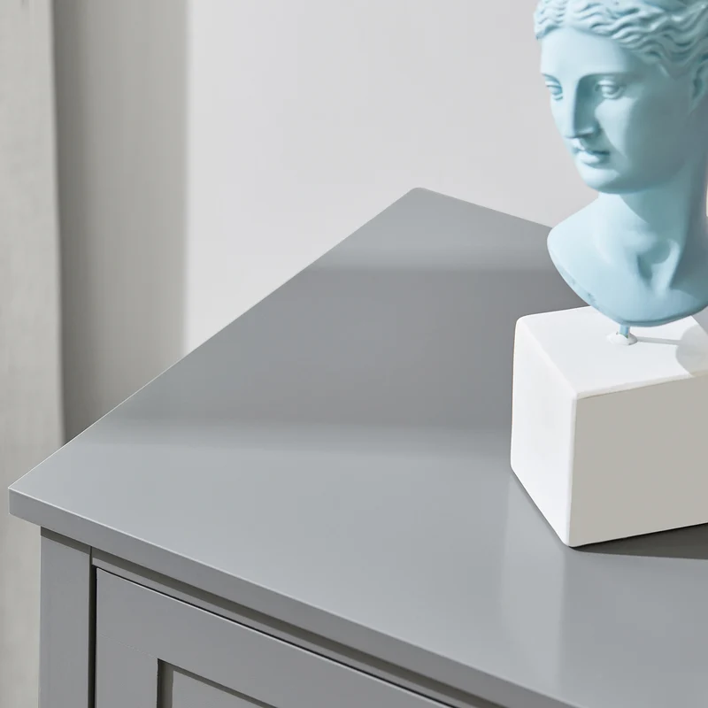 SoBuy FBT46-HG Table de Chevet avec 1 Tiroir & 2 Étagères, Table d'appoint Moderne, Gris, L45 x P30 x H68cm
