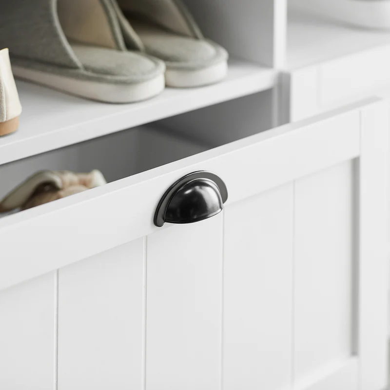 SoBuy FSR90-W Banc à Chaussures avec 2 Tiroirs et Assise pour Entrée Couloir – 110x35x47 cm, Blanc