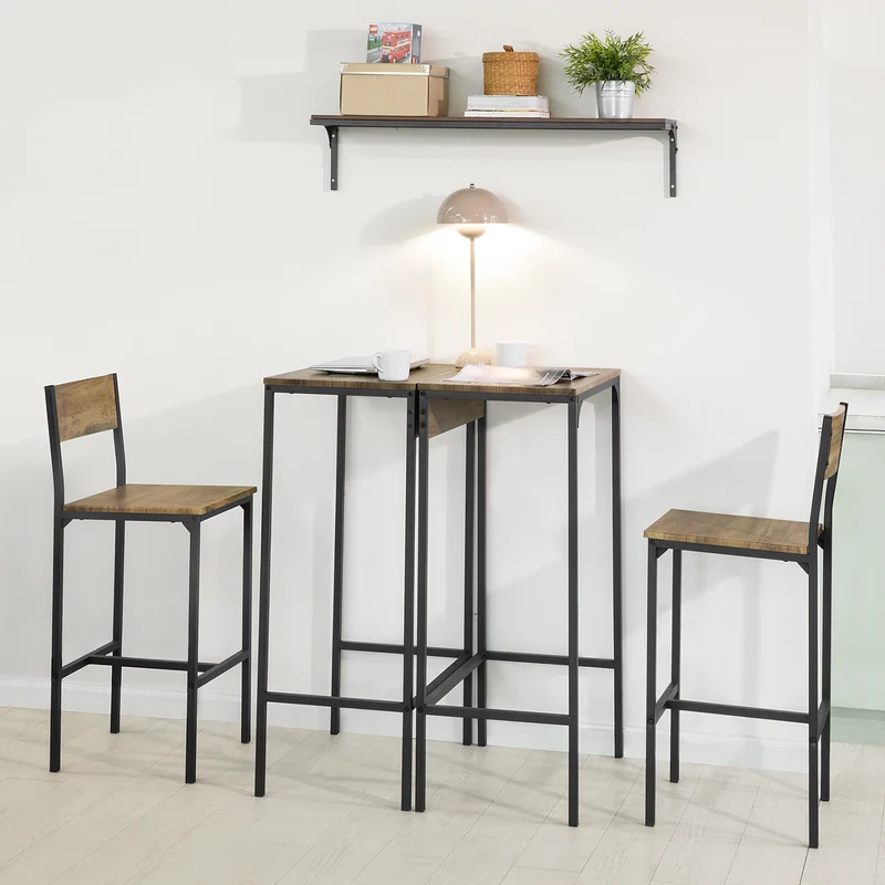 SoBuy OGT42-F Ensemble 2 Tables Hautes et 2 Chaises de Bar 4 pièces en total