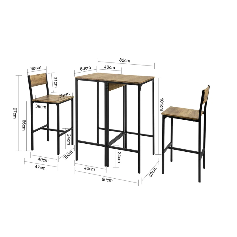 SoBuy OGT42-F Ensemble 2 Tables Hautes et 2 Chaises de Bar 4 pièces en total