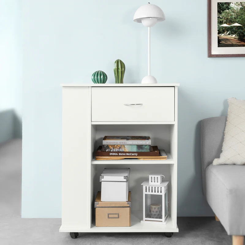 SoBuy FSB45-W Desserte Table d’Appoint Meuble de Rangement avec Tiroir et 4 Compartiments